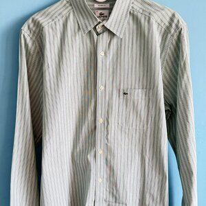 Lacoste Modern Fit Striped Long Sleeve Button Up Shirt Men's Size 42